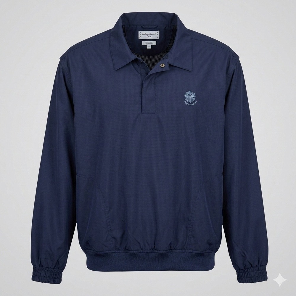 Vintage IZOD International Tour Club Windbreaker Jacket Mens XXL Navy Blue Golf